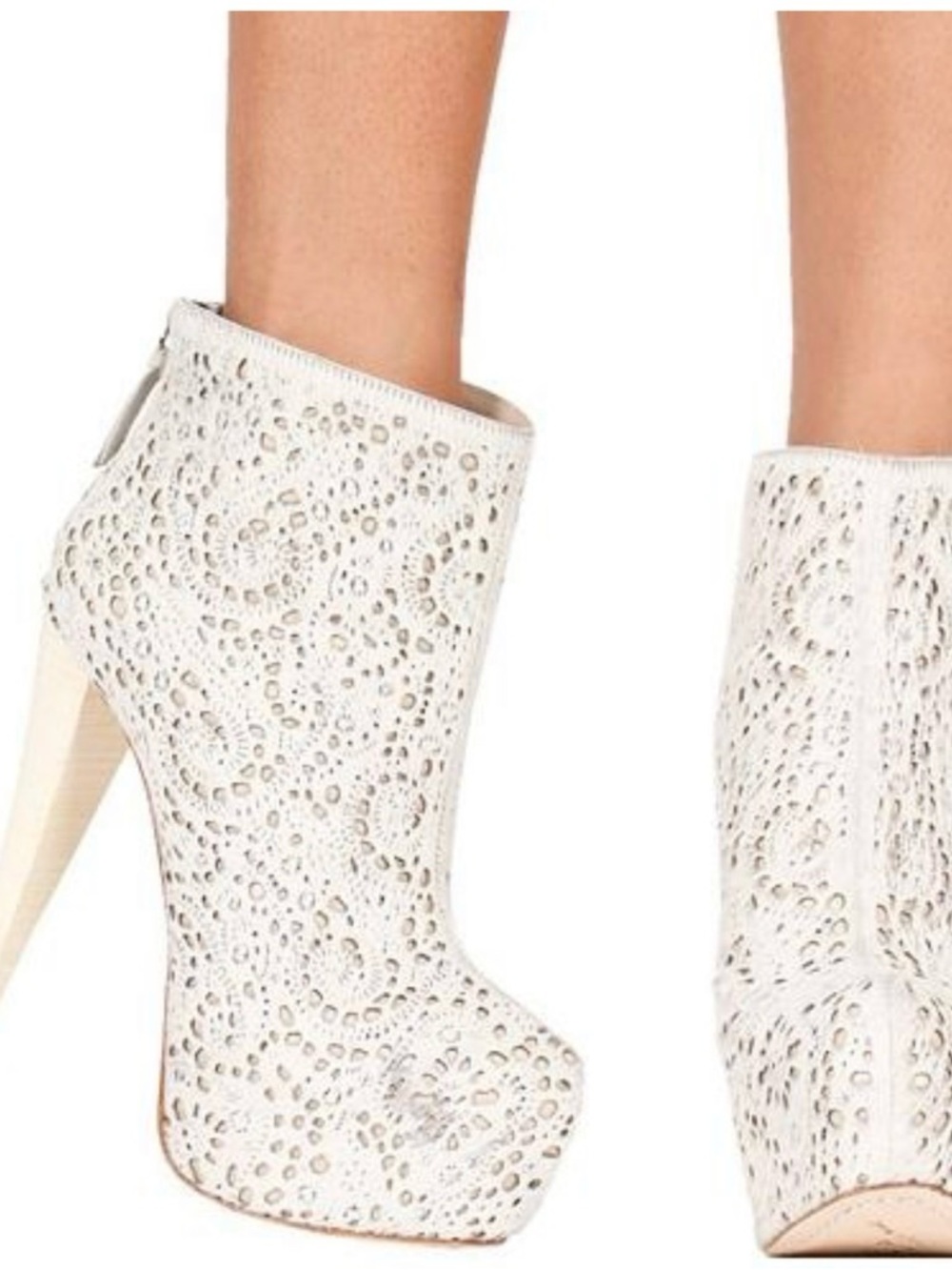 Women’s White pony-hair High Heel Ankle Booties